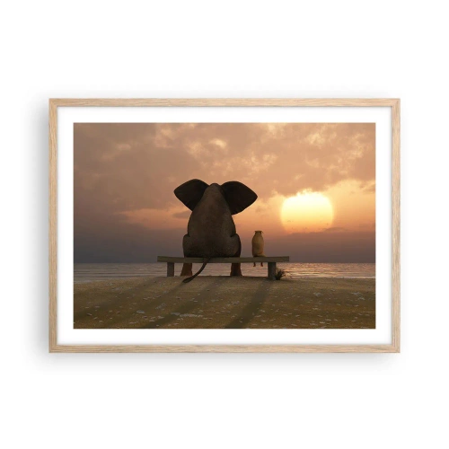 Póster en marco roble claro - Es bueno estar en silencio juntos - 70x50 cm
