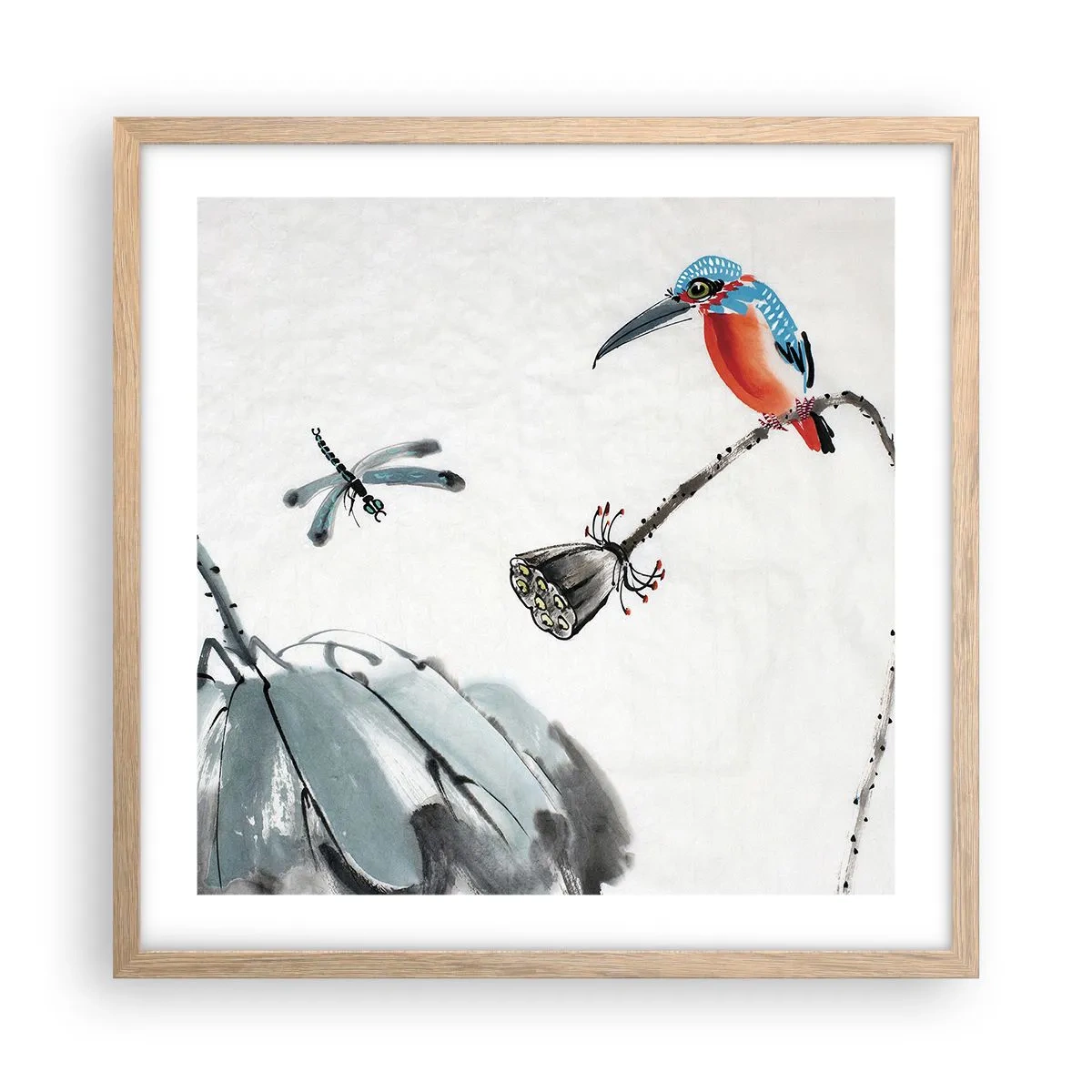 Póster en marco roble claro - La vida de la pradera - 50x50 cm