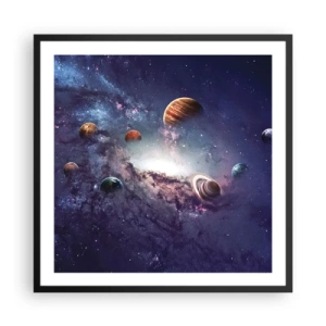 Póster en marco negro - La danza alrededor del Sol - 60x60 cm