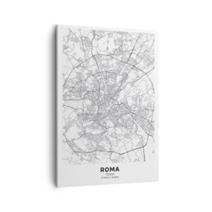 Cuadro sobre lienzo - Impresión de Imagen - Un mapa de la ciudad en estilo minimalista con líneas delicadas. - 50x70cm - El círculo romano - Decoración de pared moderna para salón y dormitorio ARTTOR