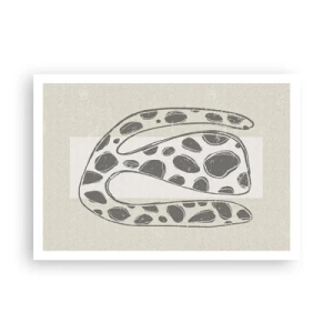 Póster - Patrón orgánico abstracto en tonos de gris - 100x70cm - Una criatura extraña - Decoración de pared moderna para salón y dormitorio ARTTOR