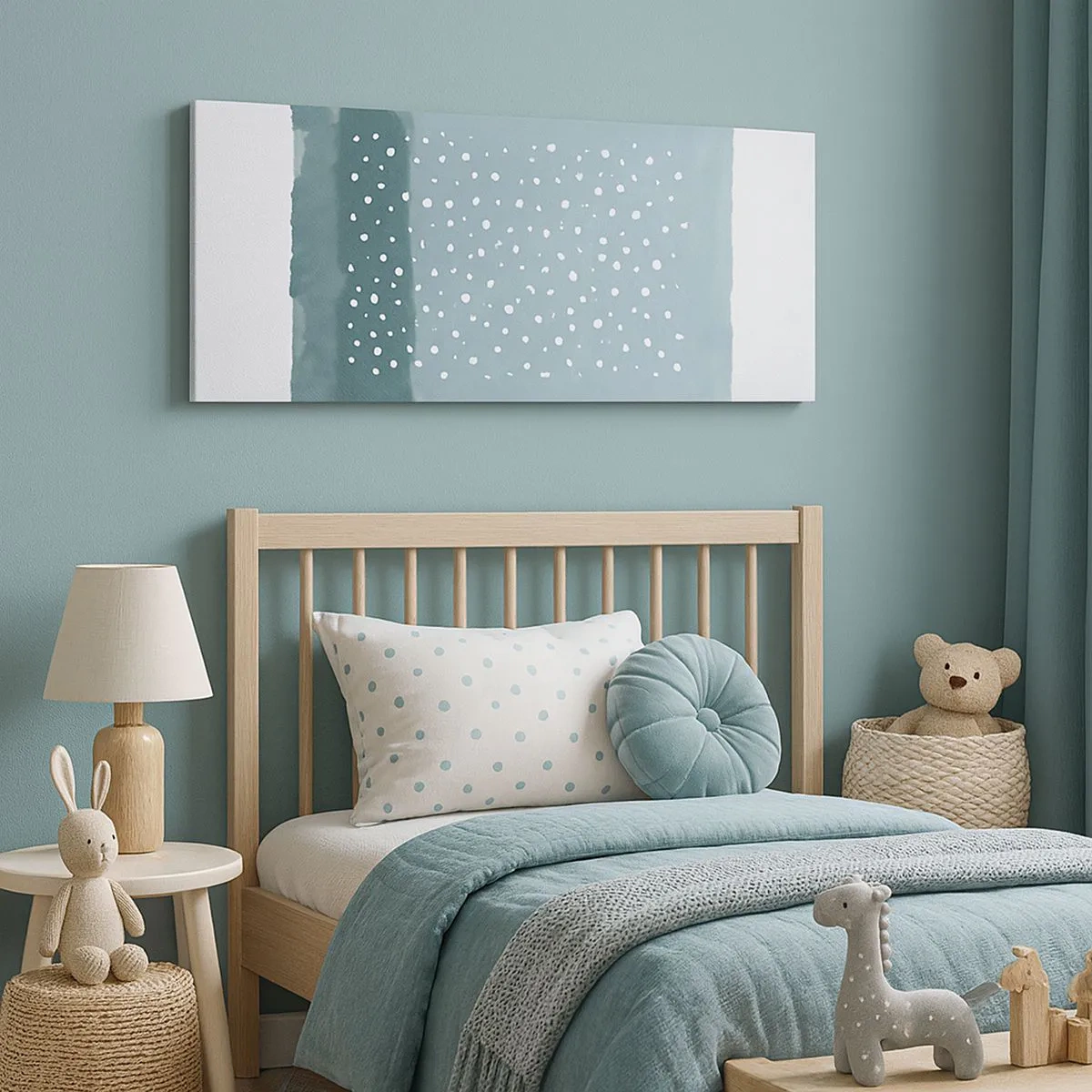 Cuadro sobre lienzo - Impresión de Imagen - Creación sobre azul - 100x40 cm