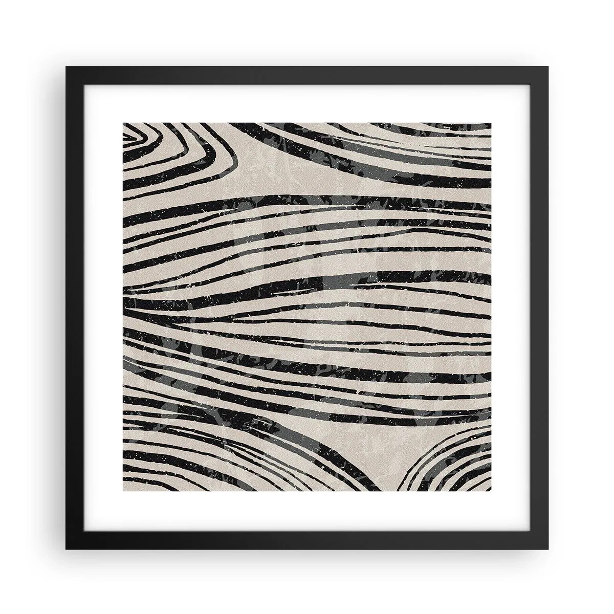 Póster en marco negro - Salpicadura de líneas - 40x40 cm