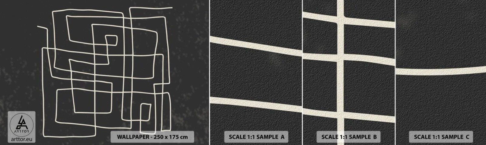 Muestra de fotomural autoadhesivo Deluxe Sticker - No es tan sencillo - Abstracción, Pedazo, En blanco y negro - 100x30 cm