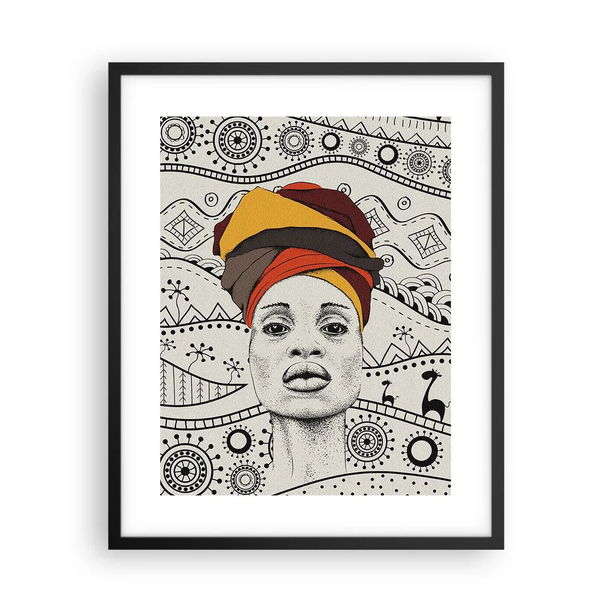 Póster en marco negro - Retrato africano - 40x50 cm