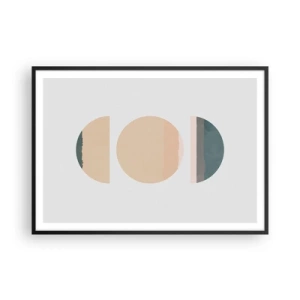 Póster en marco negro - Formas geométricas abstractas en colores pastel - 100x70cm - Círculo tras círculo - Decoración de pared moderna para salón y dormitorio ARTTOR