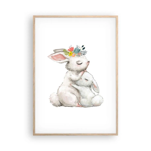 Póster en marco roble claro - En ningún lugar mejor que con mamá - 70x100 cm