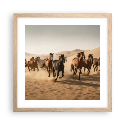 Póster en marco roble claro - Libre como el viento - 40x40 cm