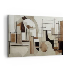 Cuadro sobre lienzo - Impresión de Imagen - Abstracción arquitectónica en beige y marrón. - 100x70cm - Paisaje urbano 2.0 - Decoración de pared moderna para salón y dormitorio ARTTOR