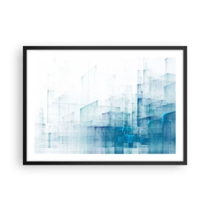 Póster en marco negro - Formas geométricas abstractas en tonos azules - 70x50cm - Cómo se hizo el espacio - Decoración de pared moderna para salón y dormitorio ARTTOR