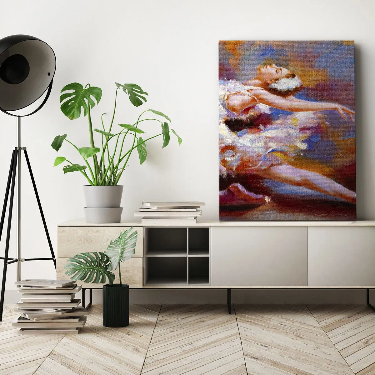 Cuadro sobre lienzo - Impresión de Imagen - El lago de los cisnes - 45x80 cm