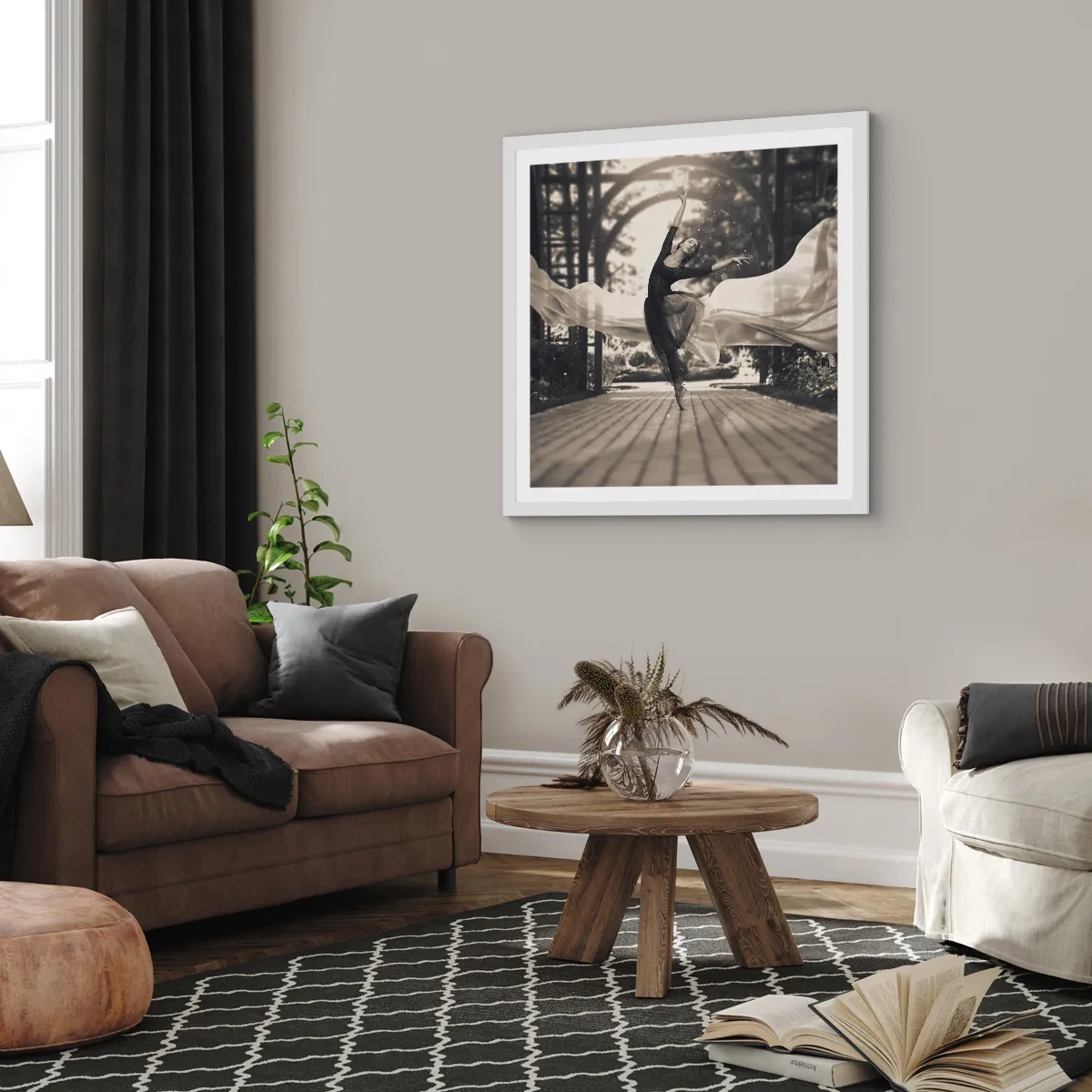 Póster en marco blanco - Danza del espíritu del jardín - 30x30 cm