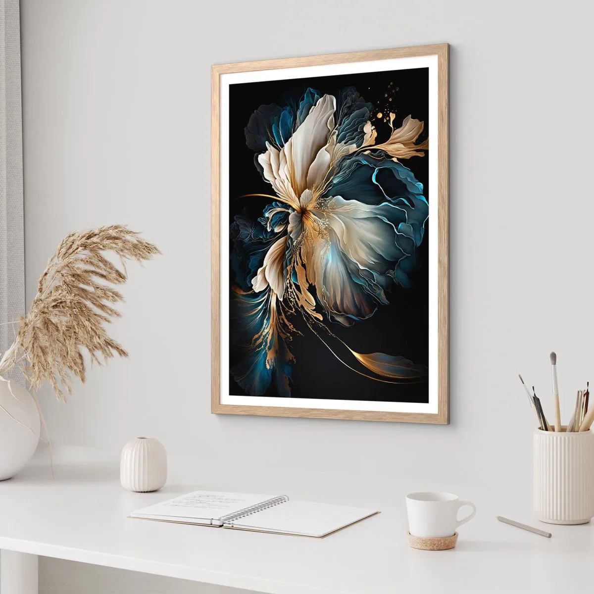 Póster en marco roble claro - Flor de helecho de cuento - 70x100 cm