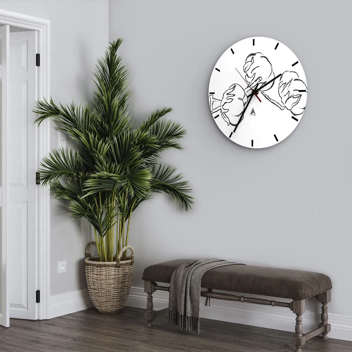 Reloj de pared - Reloj de vidrio - Plumón de algodón - 30x30 cm