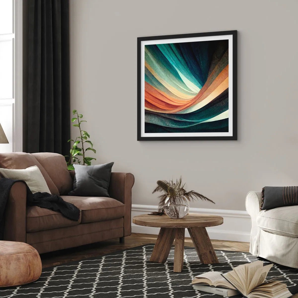 Póster en marco negro - Tejido de colores - 60x60 cm