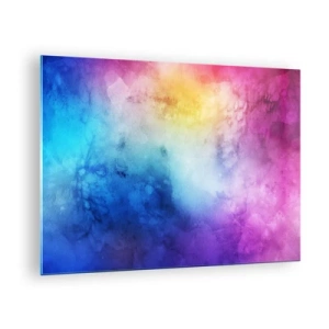 Cuadro sobre vidrio - Impresiones sobre Vidrio - Composición abstracta en colores del arco iris con efecto acuarela. - 70x50cm - Casi en el séptimo cielo - Decoración de pared moderna para salón y dormitorio ARTTOR