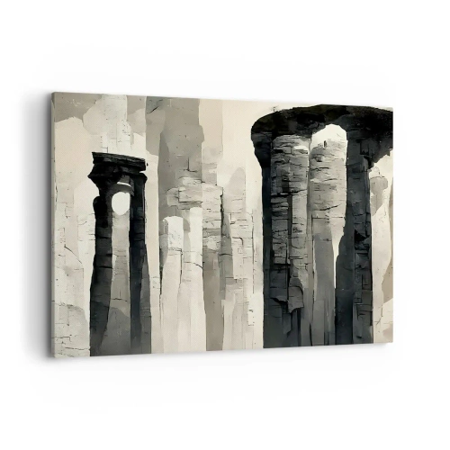 Cuadro sobre lienzo - Impresión de Imagen - Columnas históricas en un entorno monocromático atmosférico - 120x80cm - La majestuosidad de la antigüedad - Decoración de pared moderna para salón y dormitorio ARTTOR