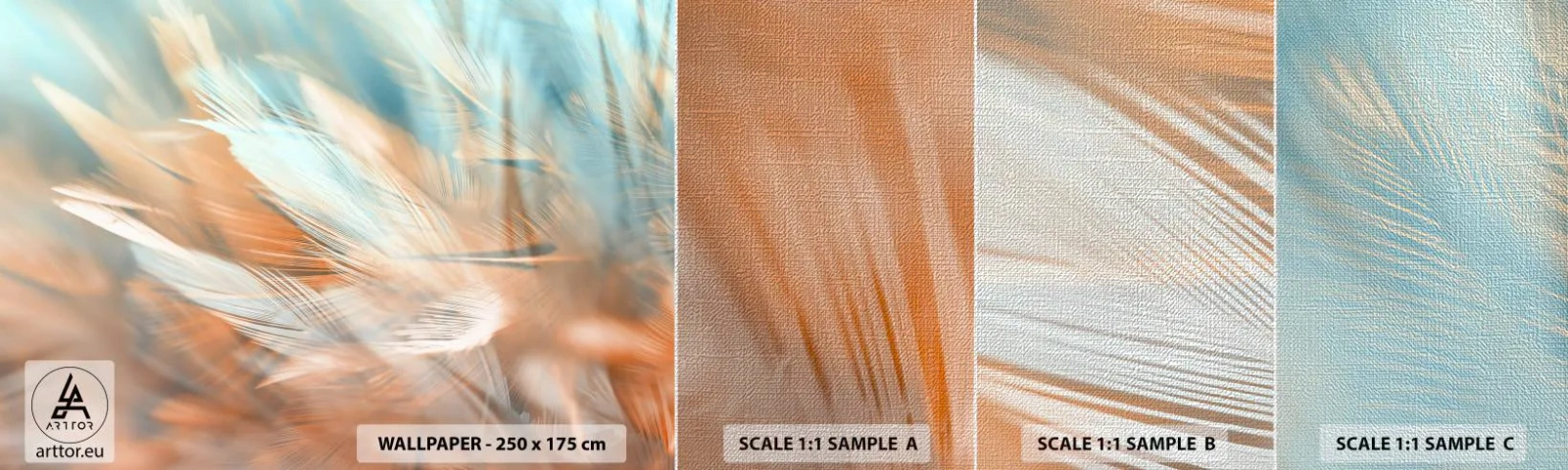 Muestra de fotomural Premium Canvas - En la tierra de la suavidad - Delicado, Plumas, Minimalismo - 100x30 cm