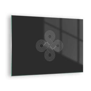 Cuadro sobre vidrio - Impresiones sobre Vidrio - Símbolo celta blanco minimalista sobre fondo negro - 70x50cm - El espíritu celta - Decoración de pared moderna para salón y dormitorio ARTTOR
