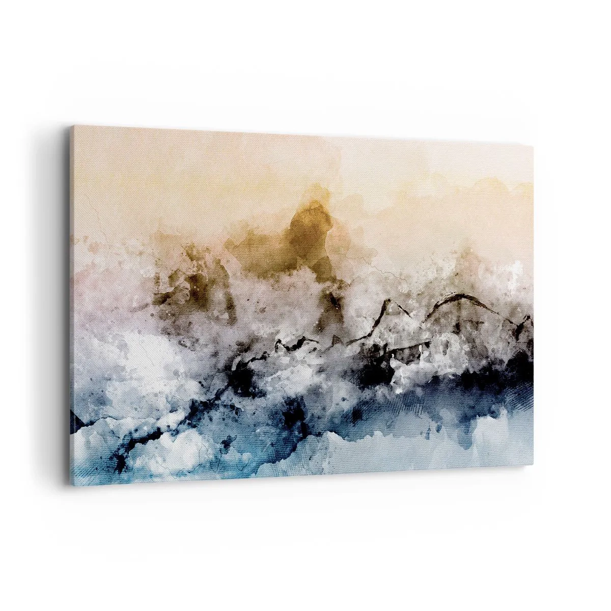 Cuadro sobre lienzo - Impresión de Imagen - Paisaje abstracto con niebla y colores sutiles. - 120x80cm - Hundido en una nube de niebla - Decoración de pared moderna para salón y dormitorio ARTTOR