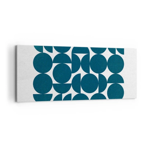 Cuadro sobre lienzo - Impresión de Imagen - Formas geométricas en tonos azul marino sobre fondo blanco. - 120x50cm - Círculos y semicírculos - Decoración de pared moderna para salón y dormitorio ARTTOR