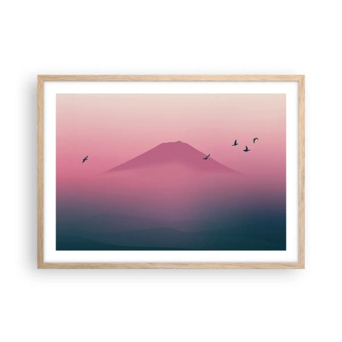 Póster en marco roble claro - Sobre las nubes - 70x50 cm