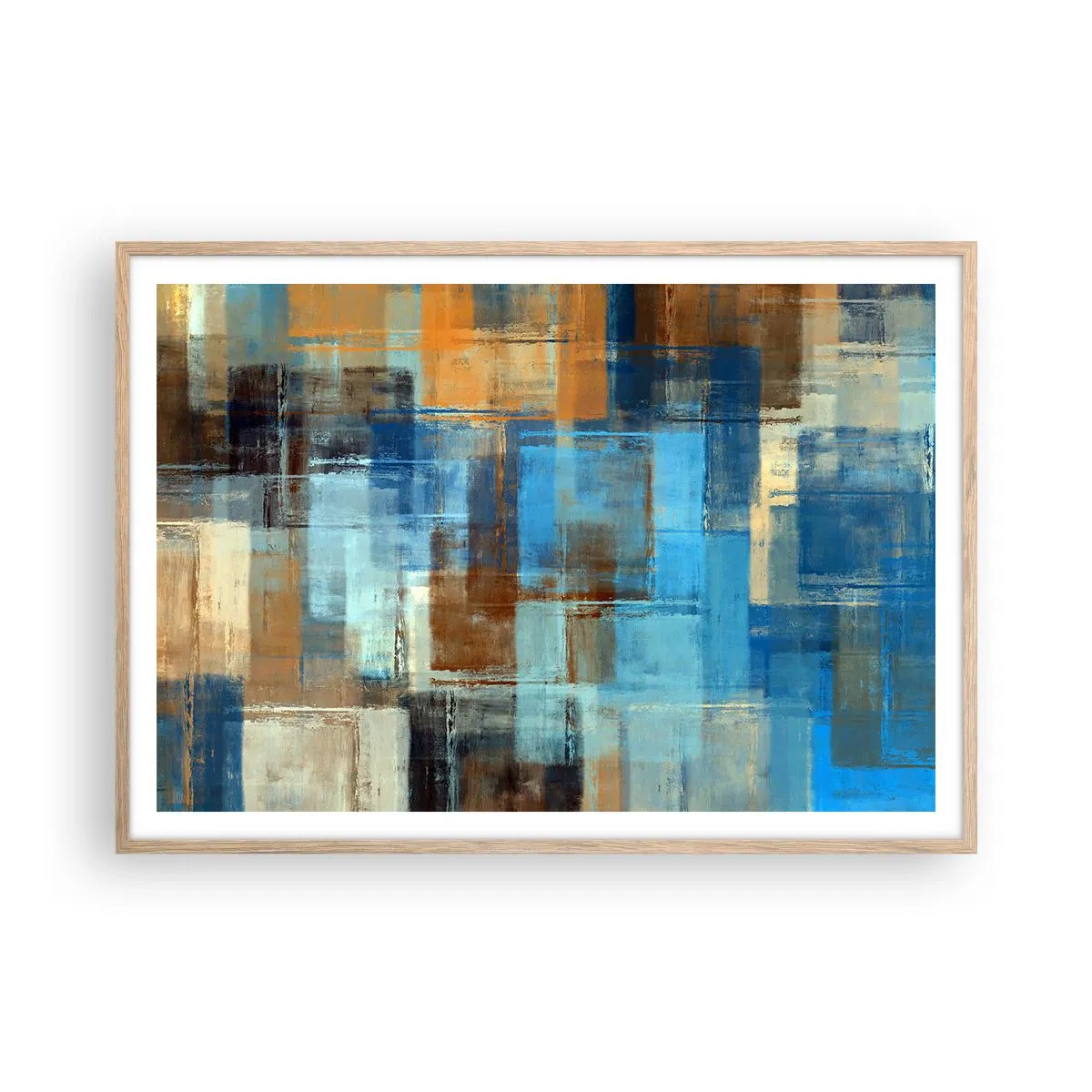 Póster en marco roble claro - A través del velo azul - 100x70 cm