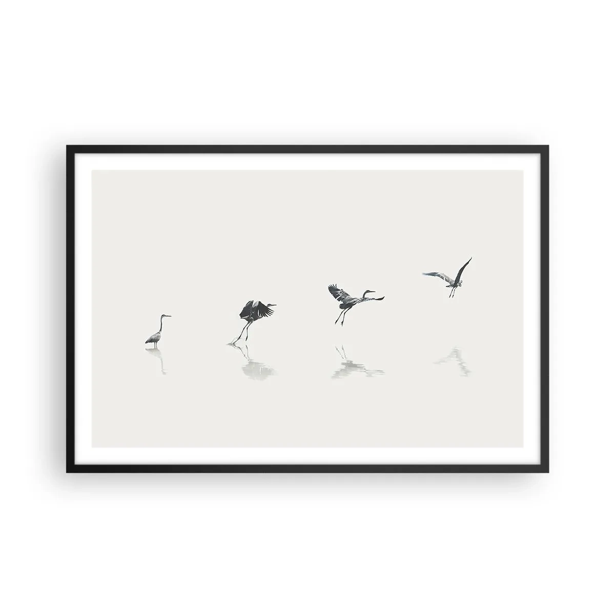 Póster en marco negro - Cuatro sencillos pasos para despegar - 91x61 cm