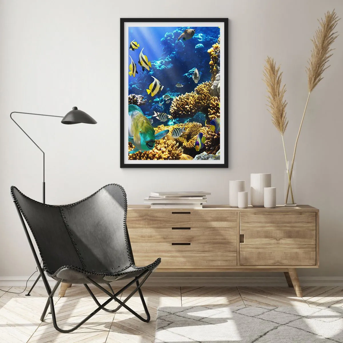 Póster en marco negro - Vacaciones submarinas - 61x91 cm