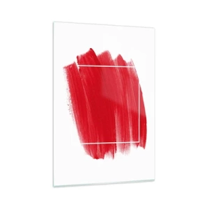 Cuadro sobre vidrio - Impresiones sobre Vidrio - Trazo de pincel rojo con borde blanco - 80x120cm - Fuera del marco - Decoración de pared moderna para salón y dormitorio ARTTOR