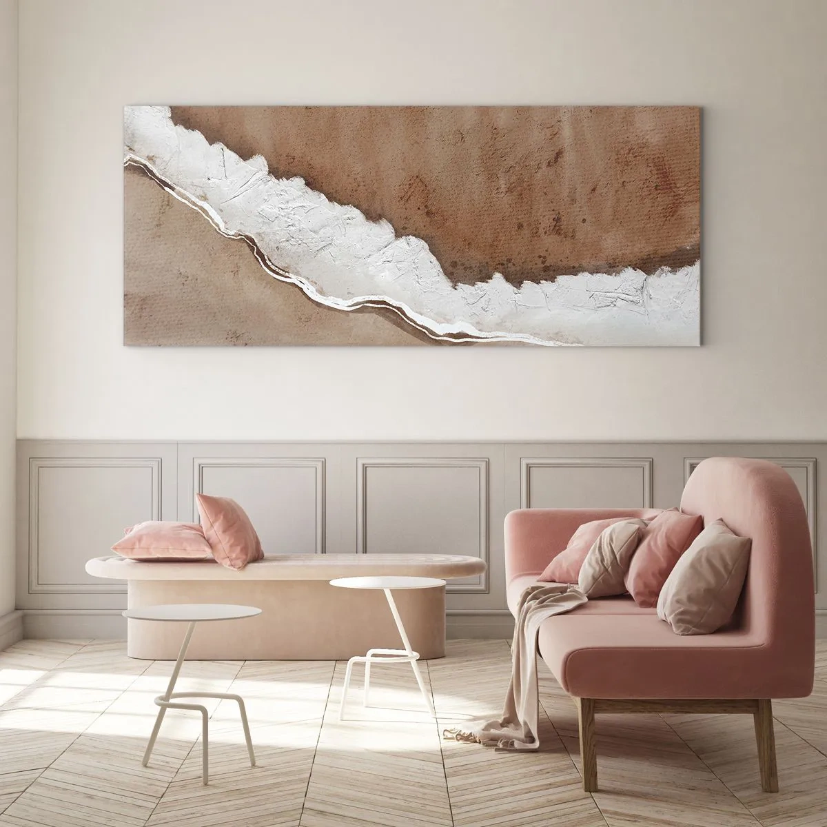 Cuadro sobre vidrio - Impresiones sobre Vidrio - En colores terrosos - 100x40 cm