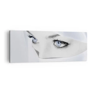 Cuadro sobre lienzo - Impresión de Imagen - Retrato de una mujer con ojos azules ocultos tras un velo blanco. - 140x50cm - Directamente de las mil y una noches - Decoración de pared moderna para salón y dormitorio ARTTOR