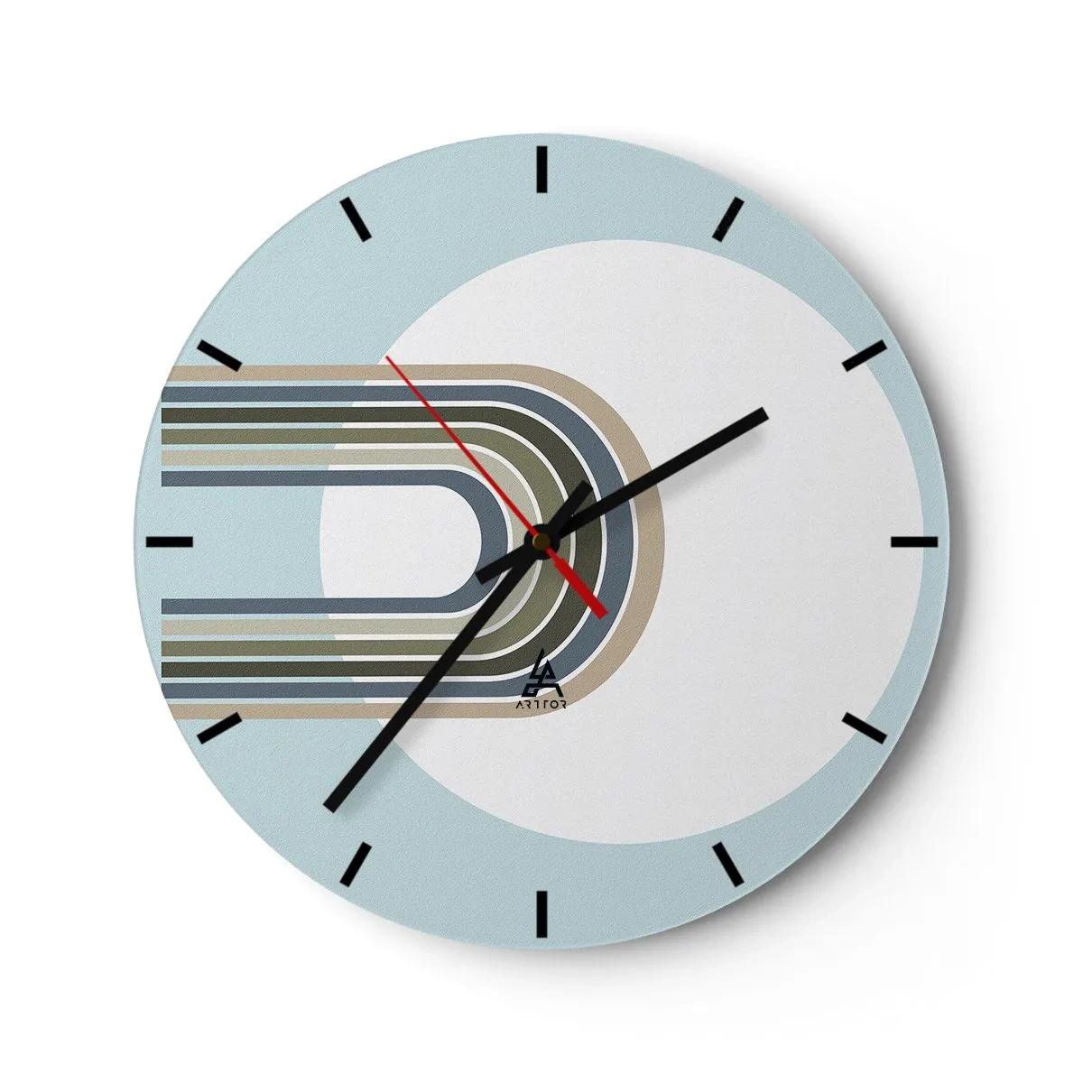 Reloj de pared - Reloj de vidrio - Líneas gráficas en forma de imán sobre un fondo azul. - 30x30cm - Una atracción irresistible - Decoración de pared moderna para salón, cocina y dormitorio ARTTOR