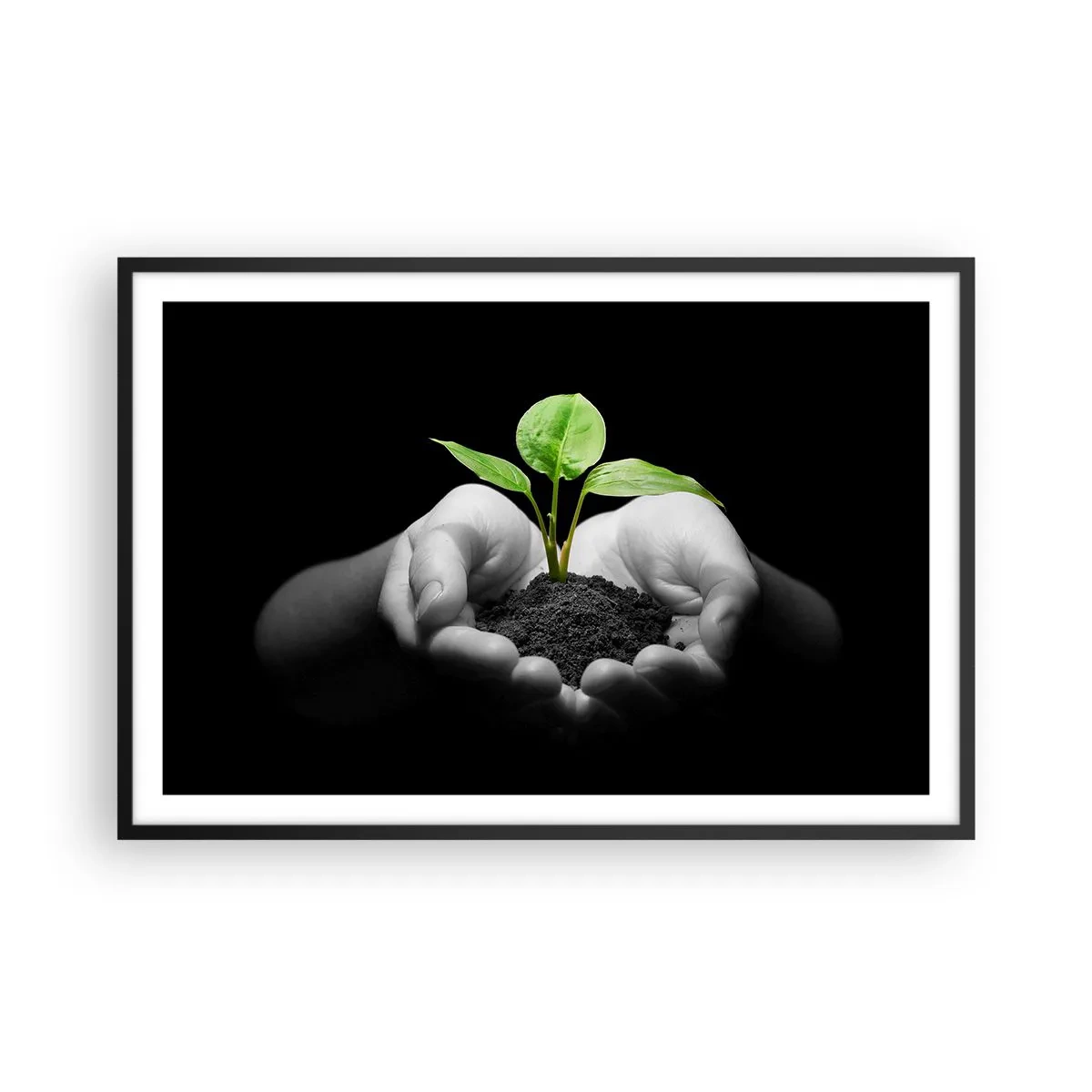 Póster en marco negro - Amo la naturaleza, la protejo - 91x61 cm