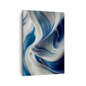 Cuadro sobre lienzo - Impresión de Imagen - Ondas abstractas en tonos azules y blancos - 50x70cm - Fluidez de azul y blanco - Decoración de pared moderna para salón y dormitorio ARTTOR