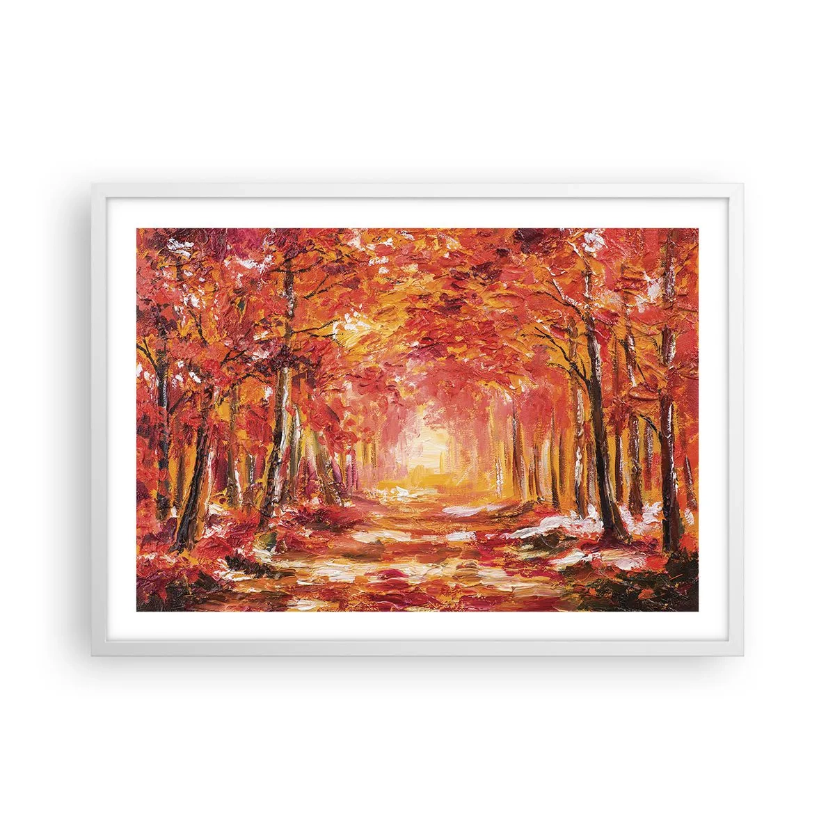 Póster en marco blanco - Bosque de cobre - 70x50 cm