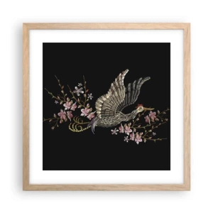 Póster en marco roble claro - Ave florida - 40x40 cm