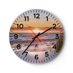 Reloj de pared - Reloj de vidrio - Paisaje horizontal - 30x30 cm