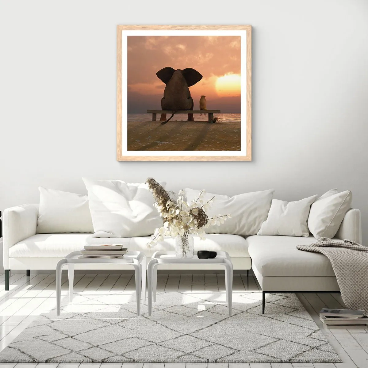 Póster en marco roble claro - Es bueno estar en silencio juntos - 40x40 cm