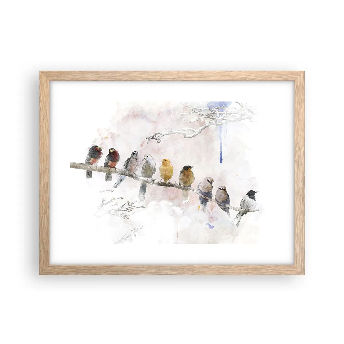 Póster en marco roble claro - Reunión alada - 40x30 cm