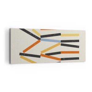 Cuadro sobre lienzo - Impresión de Imagen - Composición abstracta con rectángulos de colores y negros en disposición horizontal. - 120x50cm - Composición horizontal - Decoración de pared moderna para salón y dormitorio ARTTOR