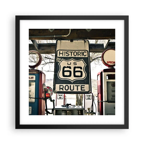 Póster en marco negro - Un viaje retro americano - 40x40 cm