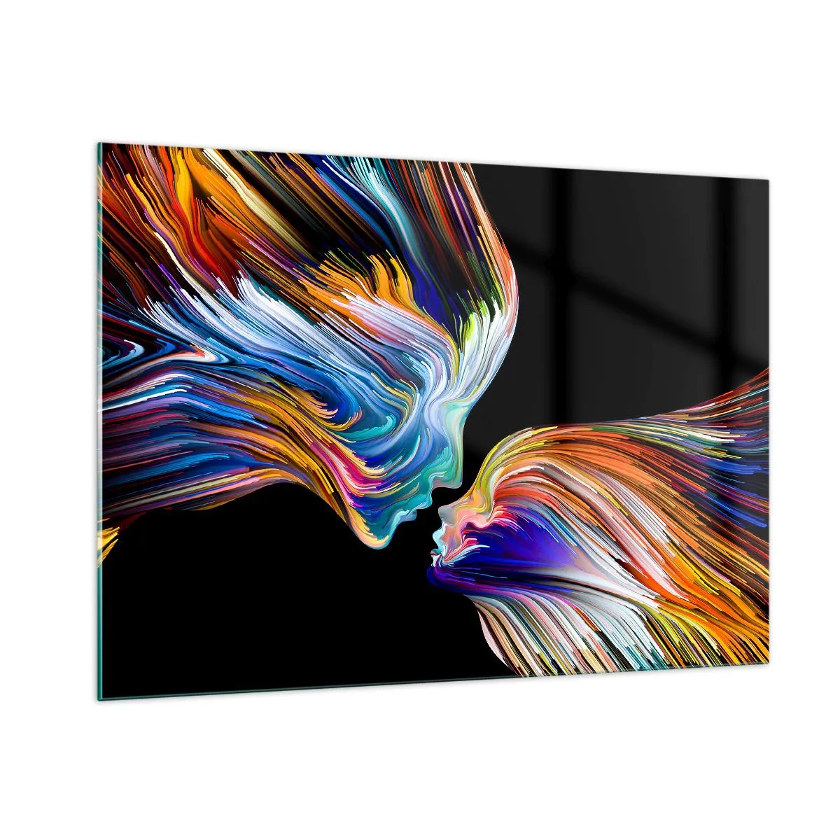 Cuadro sobre vidrio - Impresiones sobre Vidrio - Una imagen abstracta de dos caras con una fusión de energía y luz. - 100x70cm - Una fusión de energía y luz - Decoración de pared moderna para salón y dormitorio ARTTOR