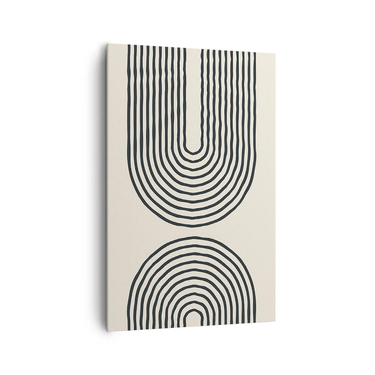 Cuadro sobre lienzo - Impresión de Imagen - Patrón geométrico abstracto con líneas simétricas sobre un fondo claro. - 80x120cm - Próximamente... - Decoración de pared moderna para salón y dormitorio ARTTOR