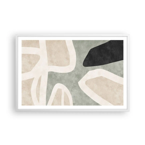 Póster en marco blanco - Composición con un toque negro - 91x61 cm