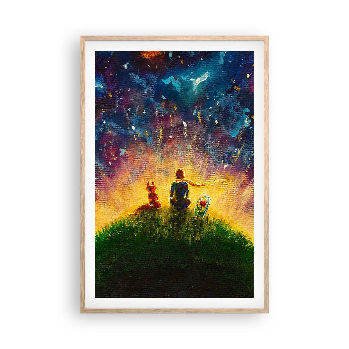 Póster en marco roble claro - Amor y amistad - lo único entero - 61x91 cm