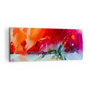 Cuadro sobre lienzo - Impresión de Imagen - Paisaje abstracto en colores intensos - 120x50cm - Una explosión de luces y colores - Decoración de pared moderna para salón y dormitorio ARTTOR