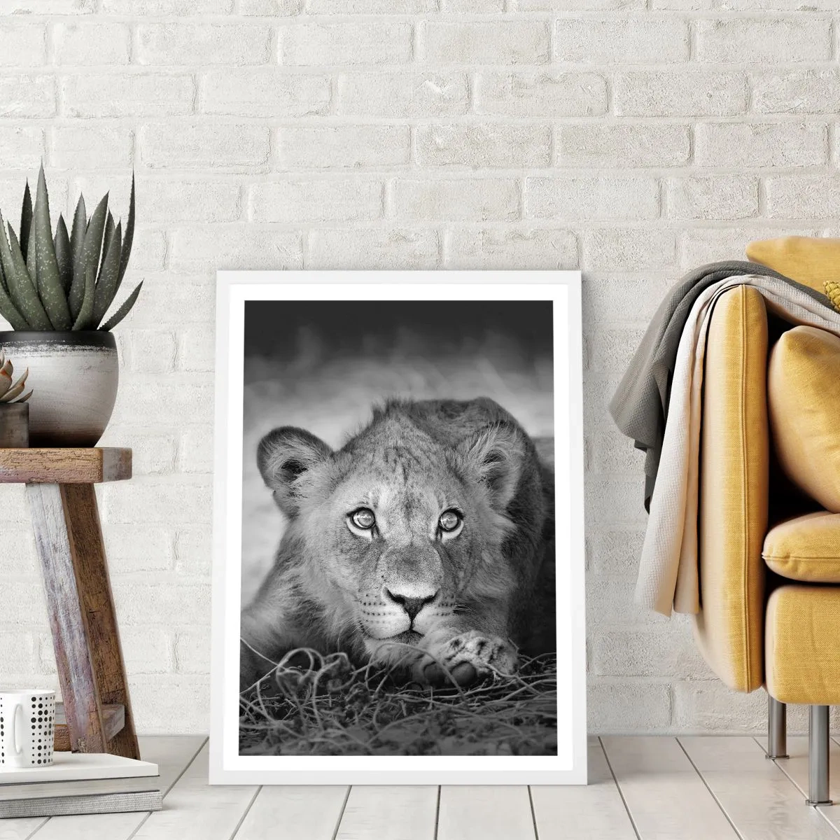 Póster en marco blanco - Un cachorro real - 50x70 cm