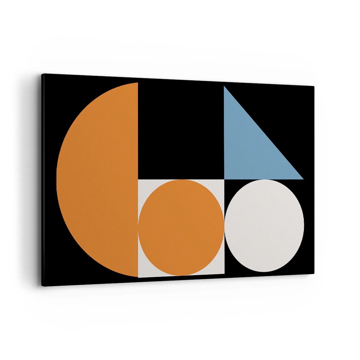 Cuadro sobre lienzo - Impresión de Imagen - Patrón geométrico con formas coloridas sobre un fondo negro. - 120x80cm - Diseño con figuras - Decoración de pared moderna para salón y dormitorio ARTTOR