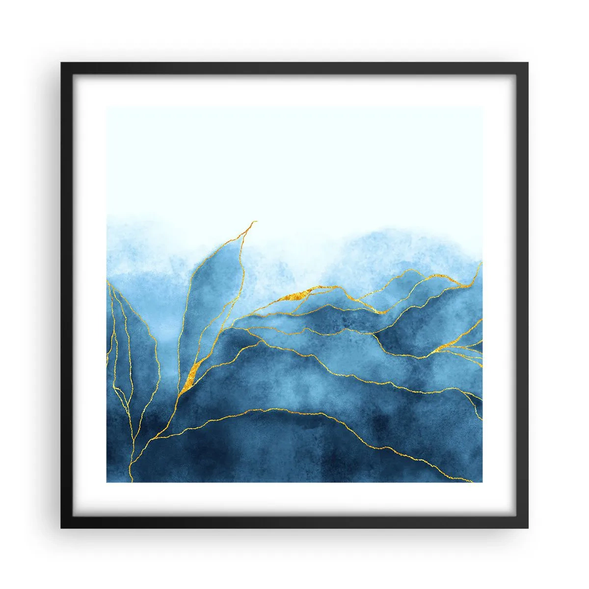 Póster en marco negro - Oro y azul - 50x50 cm